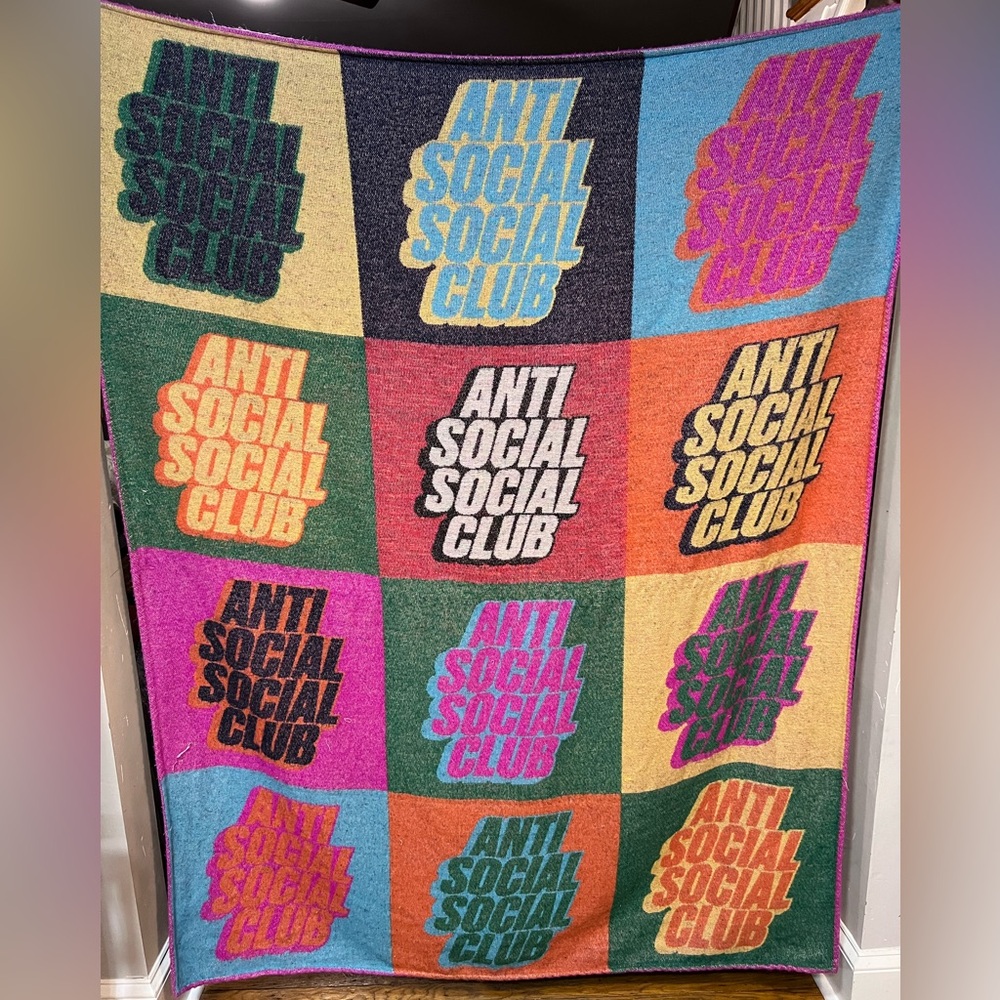 Rare Collectible Multicolor Anti Social Social Club Same Thing Blanket